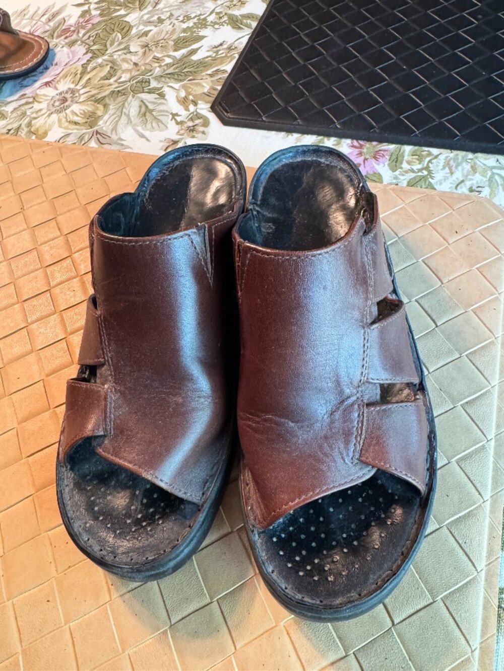 Women's Joseph Seibel Slide Leather Sandals Open Toe Dark Brown 36/6
